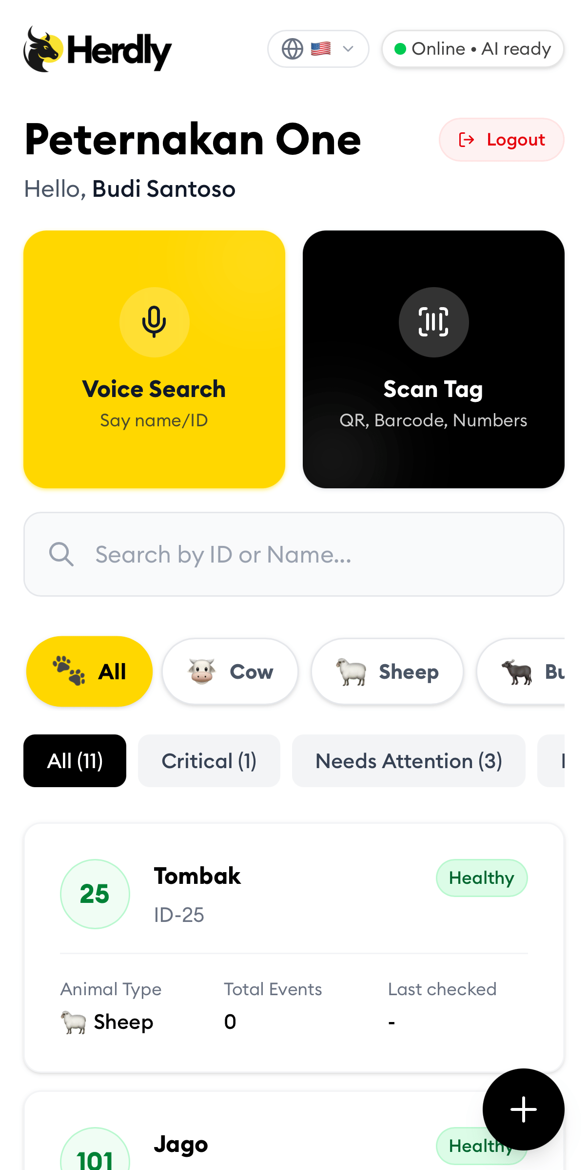 Herdly Worker App Display